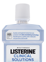 Listerine Clinical Solutions Breath Defense top half of bottle