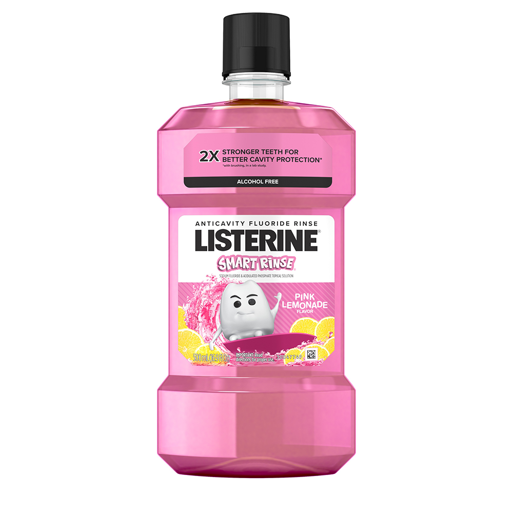 LISTERINE® SMART RINSE® Kids Fluoride Mouthwash, Pink Lemonade Flavor